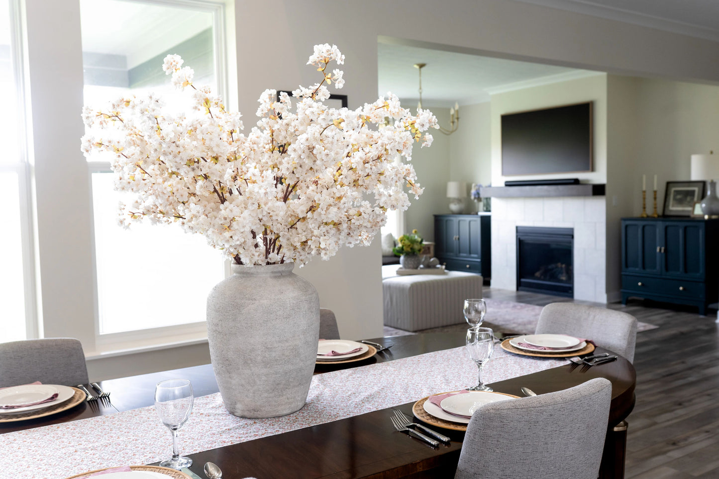 Lifestyle picture of artificial cherry blossoms that are very lifelike.