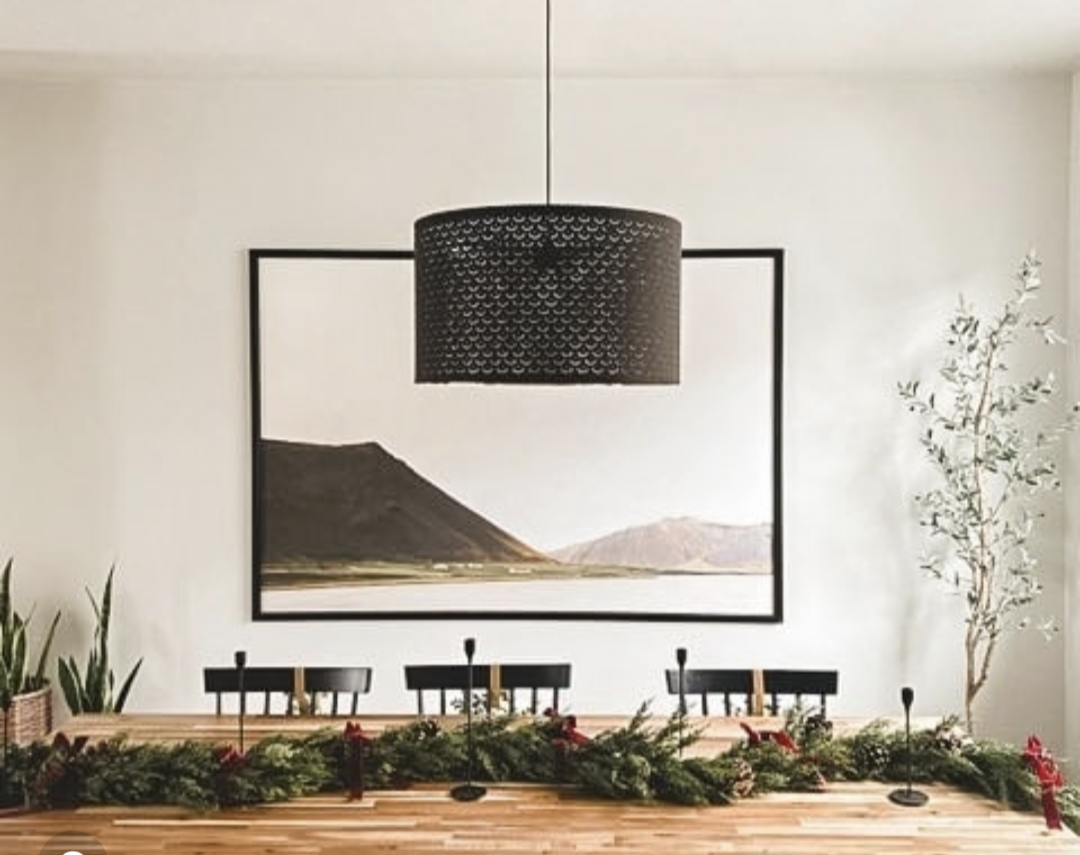 Image of 9 ft artificial real touch cedar garlands on table for holiday table scape for holiday and Christmas decorating.