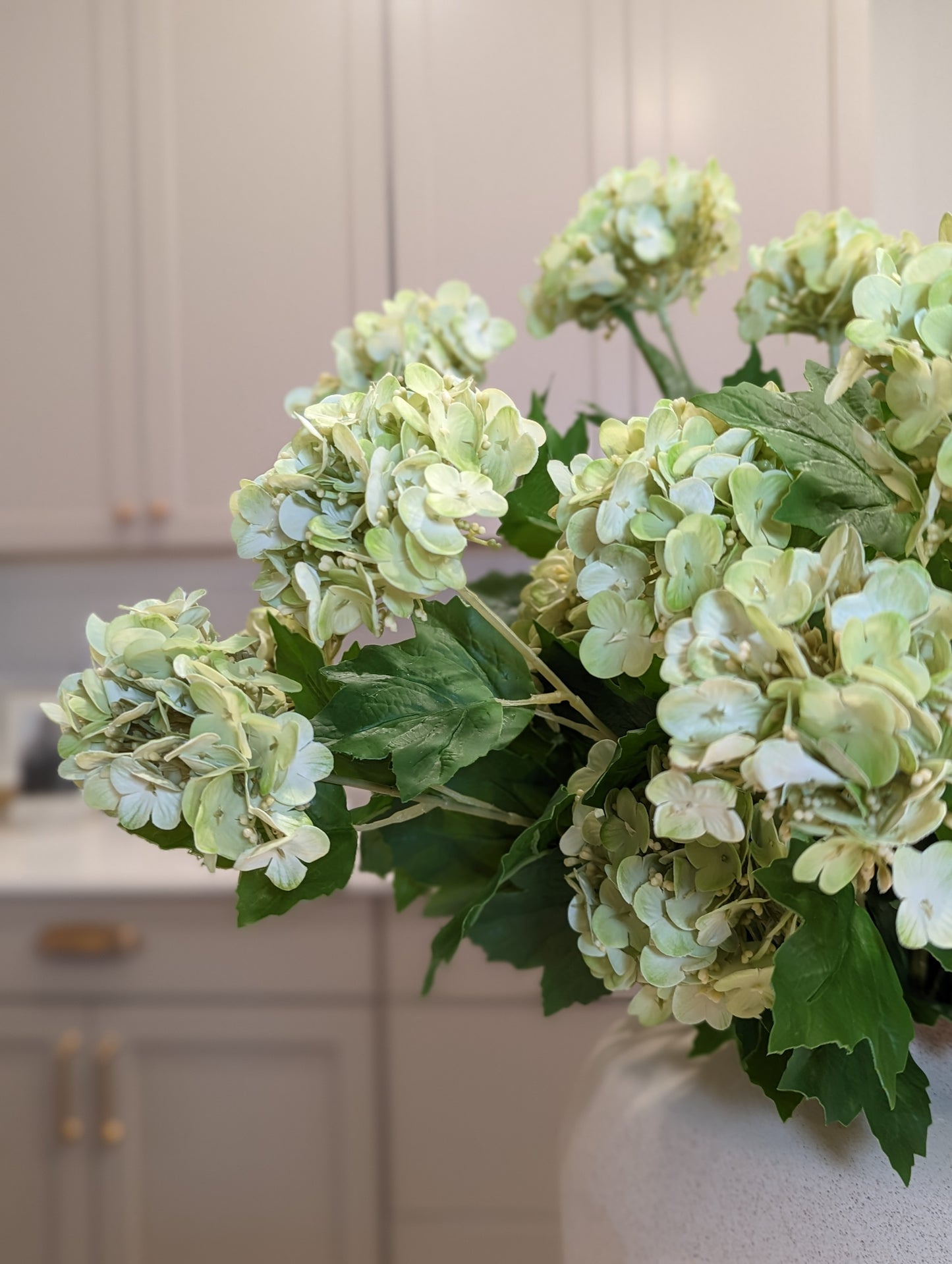 Real Touch Limelight Snowball Hydrangea Flowers - 27" (Set of 3)