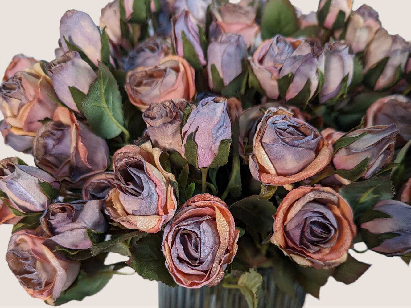 Dried Preserved Look Artificial Roses - 17" (Set of 5)