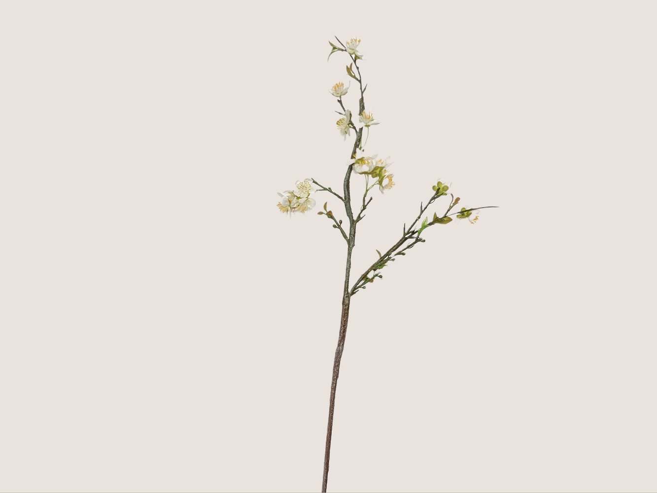 Artificial Budding Cherry Blossom Branch in Cream (Set of 3)